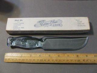 Vintage Glass Knife Vitex Glass Blue W/ Box