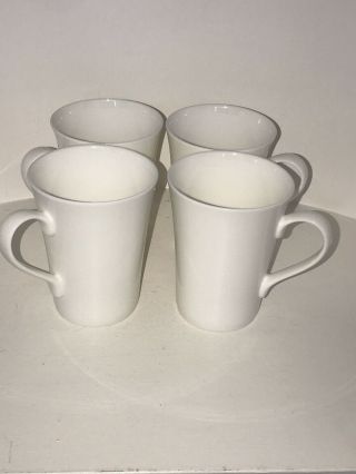Mikasa Lucerne White Bone China Coffee Mugs 14 Oz Set Of 4 Mugs