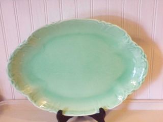 W.  S.  George Pottery Radisson Shaped Green Serving Platter - Awesome -