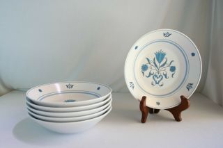 6 Vintage Noritake Progression 7.  5 " China Coupe Soup Bowl Blue Haven Euc
