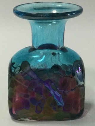 Robert Held Signed Art Glass Rectangle Vase 3 5/8 " Tall Made In Canada.