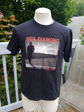 Neil Diamond T - Shirt Home Before Dark World Tour 2008 2 Sided Cities Concert Lg