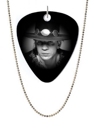 Stevie Ray Vaughan Aluminum Logo Color Guitar Pick Shaped Necklace