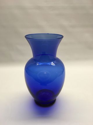 Cobalt Blue Glass Vase Flared Top 9 Inches Tall Vintage Style