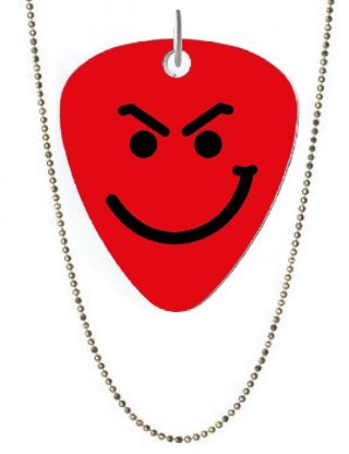 Bon Jovi Smirky Guy Logo Double Sided Color Guitar Pick Shaped Necklace