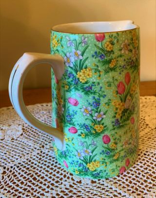 Lovely Lord Nelson Chintz Green Tulip Pitcher,  6 & 3/8 " Tall -