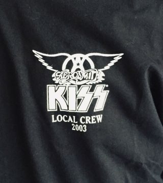 Kiss Aerosmith Local Stage Crew Shirt 2003 Black Size Xl