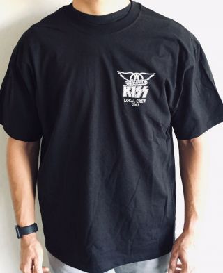Kiss Aerosmith Local Stage Crew Shirt 2003 Black Size XL 2
