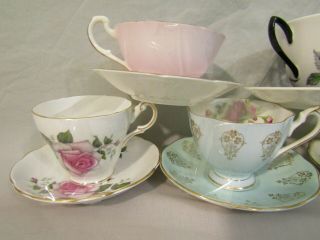 5 Vintage Tea Cups and Saucer Queen Anne,  Crownford,  Regency,  2 Royal Albert 2