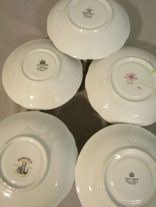 5 Vintage Tea Cups and Saucer Queen Anne,  Crownford,  Regency,  2 Royal Albert 8