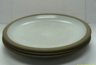 3 Edith Heath Ceramics 11&1/4 Inch Diameter Dinner Plates,  Sandalwood Matte Rim