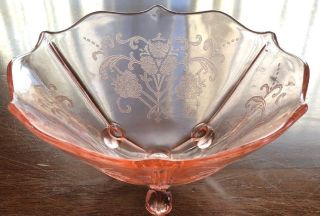 Antique Lancaster Pink Depression Glass Patrick Mayonnaise Bowl 3 Ball Footed