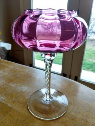 Pink Vintage Empoli Italian Art Glass Vase