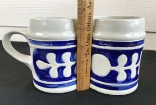 2 Colonial Williamsburg Cobalt Blue Oak Leaf Glaze Stoneware Pottery Coffee Mugs 4