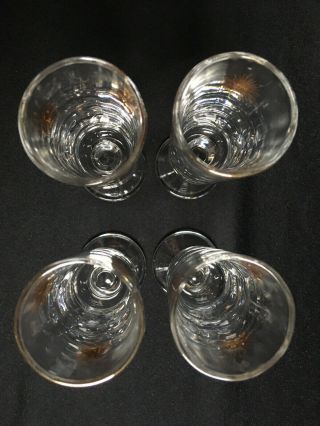 Set of 4 Mid Century Modern Atomic Gold Starburst Cordial Aperitif Glasses 4.  5” 4
