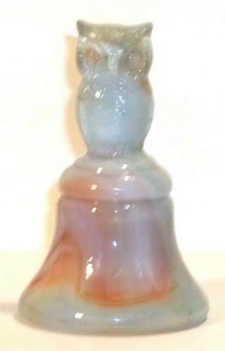 Boyd Glass Owl Bell Bells SLAG Orange White Made in 1982 FUND 3