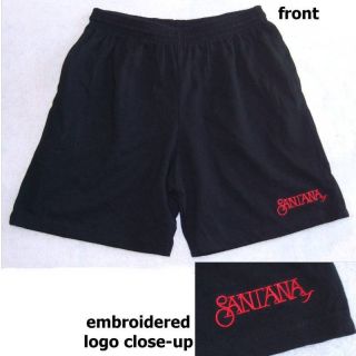 Santana Embroidered Name Logo Black Shorts Xl