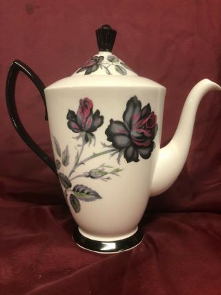 Vintage Royal Albert Masquerade Black Rose Bone China Teapot 3