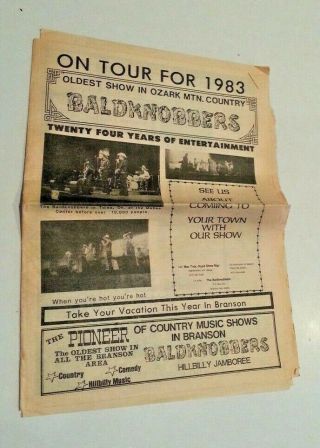 Old 1983 Baldknobbers Band Ozark Hillbilly Jamboree Tour Media Guide Newspaper