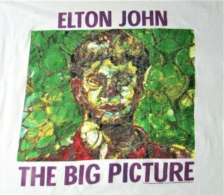 Elton John The Big Picture 1997 Tour Xl T - Shirt W/tour Stops On Back Vg,  Cond