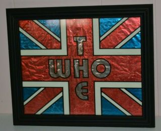 The Who Vintage Carnival Prize Bar Sign Rock And Roll Glass Front Wood Frame