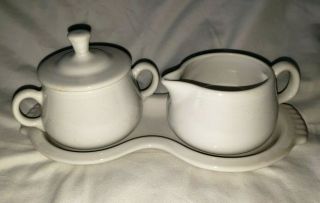 Fiesta Ware White - 4 Piece Cream And Sugar Set On Tray 1st Quality