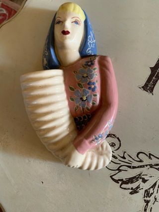 Vintage Wall Pocket Lady With Horn Of Plenty