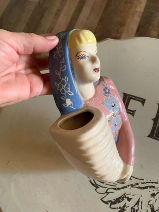 Vintage Wall Pocket Lady With Horn Of Plenty 2