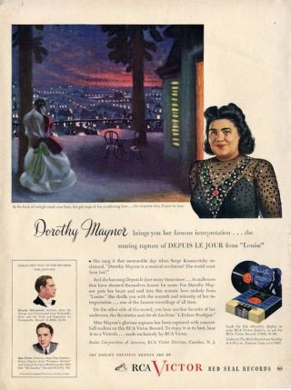 1945 Victor Records Print Ad Feat: Dorothy Maynor Sings Depuis Le Jour " Louise "
