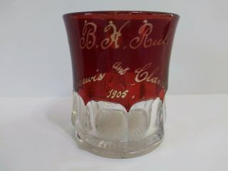 Eapg Antique Ruby Glass Tumbler " B.  H.  Rule Lewis And Clark 1905 " 3.  25 "