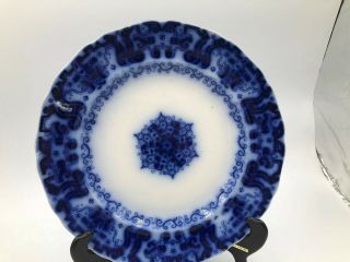 Antique Flow Blue Scroll Dinner Plate 1850 Pre - Owned