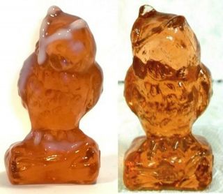 Boyd Glass Made In 1983 Owl Owls Bird Light Pink Warmed In White Highlights Fund