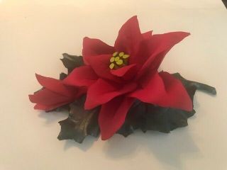 Fabar Porcelain Poinsettia Made In Italy No Chips Or Cracks 6 " X 4 "