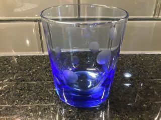Double Old Fashioned Glass Waterford Marquis Crystal Polka Dot Pattern Blue