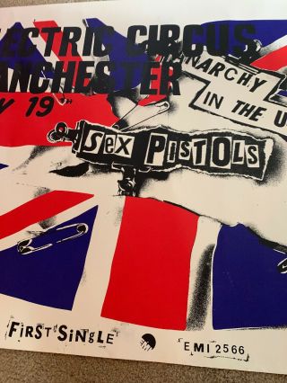 Vintage SEX PISTOLS Anarchy In The US.  Electric Circus,  First Single Poster 3