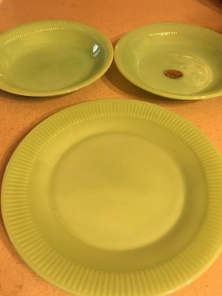 Vintage Fire King Jadeite Set Of 2 Bowls And 9 Inch Plate