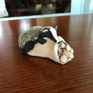 Studio Pottery Handmade Porcelain Badger Figurine With Potatoes Signed S