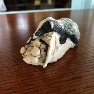 Studio Pottery Handmade Porcelain Badger Figurine With Potatoes Signed S 2