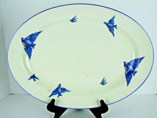 Knowles Taylor Bluebird Platter Porcelain Large Oval Serving Plate Kt&k 17.  75 "