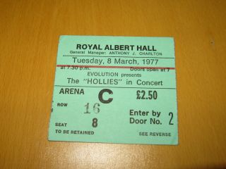 The Hollies - 1977 Uk Gig Ticket Stub (a)