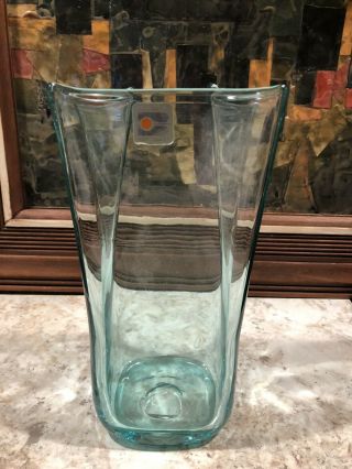 Wonderful Vintage Collectible Blenco Glass Bag Vase With Tag