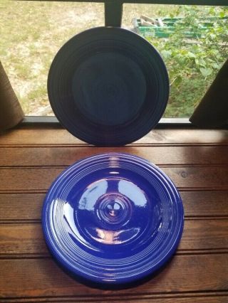 2 Vintage Dinner Plates Cobalt Blue Homer Laughlin Fiesta Ware 10.  5 "