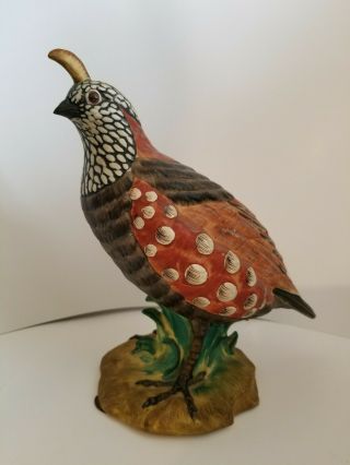Vintage Mottahedeh Design Ceramic Quail Bird Figurine Sculpture S8404