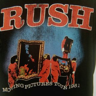 Rush T - Shirt Moving Pictures Concert Tour 1981 Rock Size L Black 2 - Sided