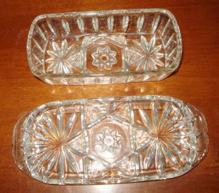 Vintage Crystal Butter Dish Pinwheel Sparkling Design Nr