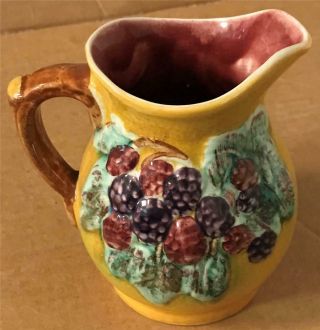 Vintage Staffordshire Shorter & Sons Majolica 5 " T Handle Painted Cream Pitcher