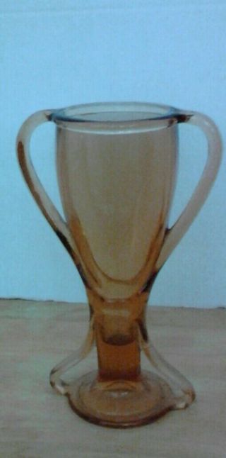 Fostoria Style Tut Loving Cup Vase,  Amber Glass,  Art Deco,  8.  5” Tall