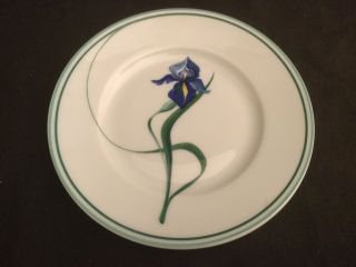 Rare Ceralene A Raynaud Limoges Iris Bread And Butter Plate Blue Green White