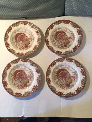 4 Johnson Bros.  Autumn Monarch Turkey 10 1/2” Dinner Plates 1