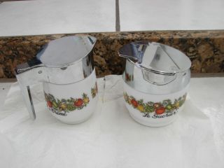 Vintage Corning Wear Gemco Spice Of Life Cream And Sugar Set Covered